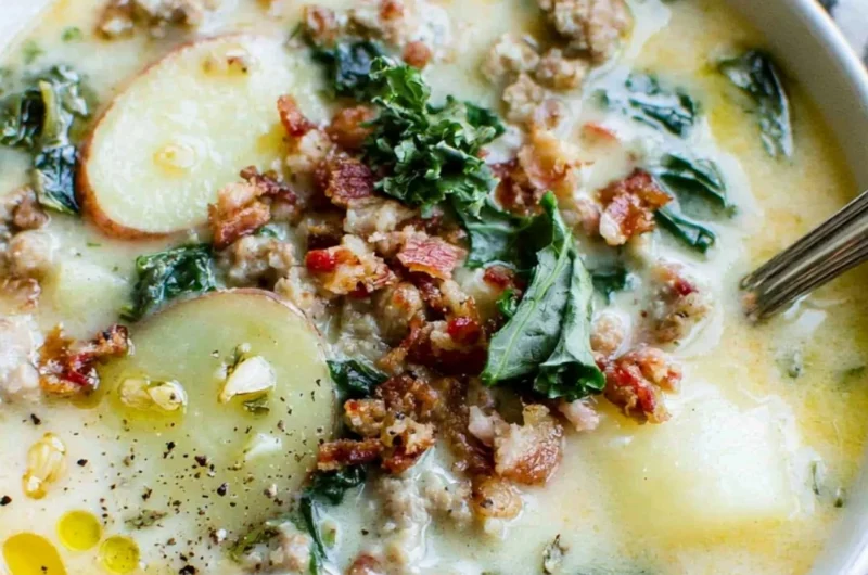 Delicious bowl of Olive Garden imitation Zuppa Toscana soup
