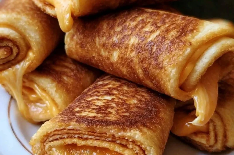 Crispy cheesy roll ups served on a plate, delicious and crunchy appetizer