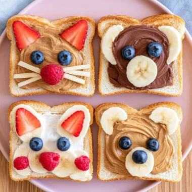 Adorable animal face toast with fun designs for a delightful meal