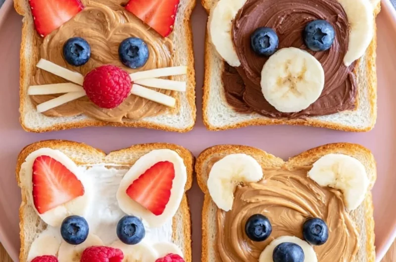 Adorable animal face toast with fun designs for a delightful meal